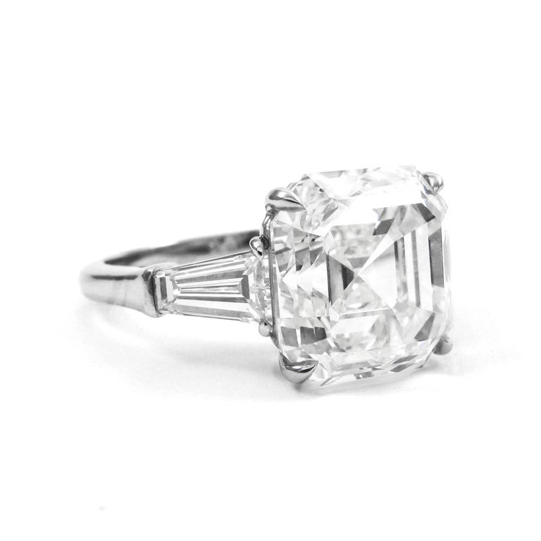 Modern GIA Certified 3 Carat Asscher Cut E Color Diamond Solitaire Ring For Sale