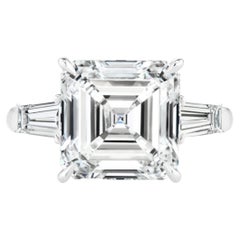 GIA Certified 3 Carat Asscher Cut E Color Diamond Solitaire Ring