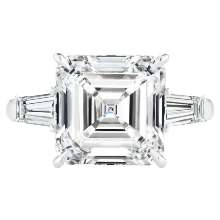 GIA Certified 3 Carat Asscher Cut E Color Diamond Solitaire Ring For Sale