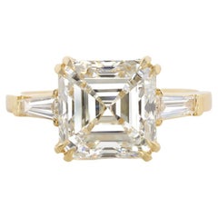 GIA-zertifizierter Solitärring mit 3 Karat Diamant im Asscher-Schliff, innen und außen lupenrein