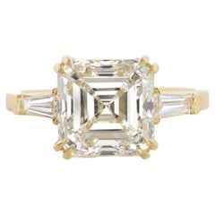 GIA Certified 3 Carat Asscher Cut Diamond Solitaire Ring Internally Flawless