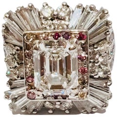 GIA Certificado 3 Quilates Centro VVS1 -D Anillo de Diamantes talla Esmeralda 8,3 Quilates Total