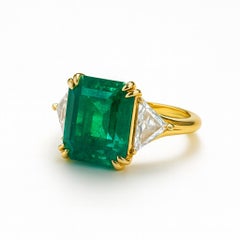 GIA Certified 3 Carat COLOMBIAN Emerald Diamond Ring