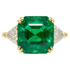 GIA Certified 3 Carat COLOMBIAN Emerald Diamond Ring