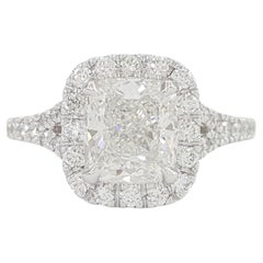 GIA Certified 3.03Carat Cushion Cut Diamond VVS2 Clarity Platinum Ring with pavè