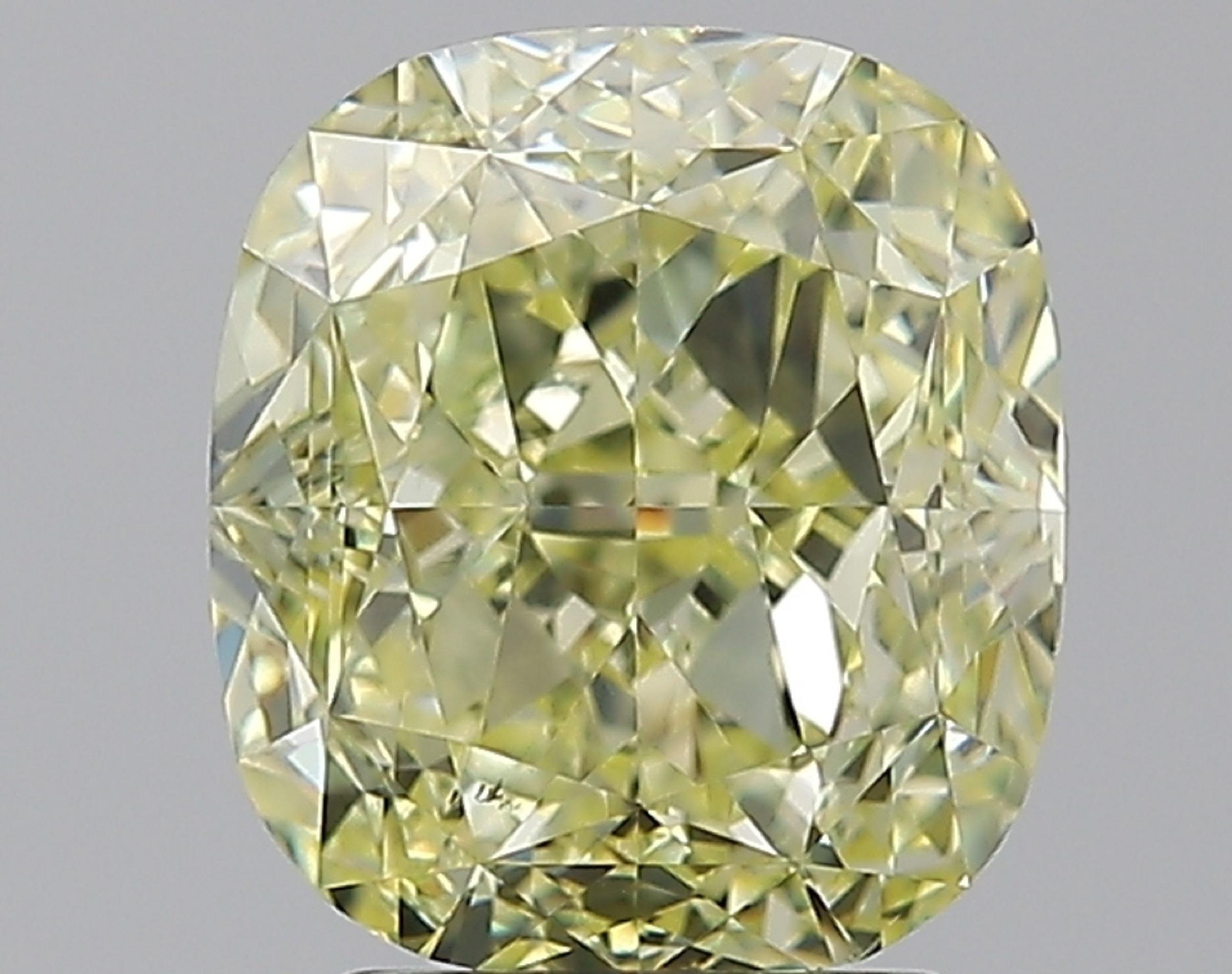 Cushion Cut GIA Certified 3 Carat Cushion Light Yellow Diamond Ring