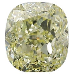 GIA Certified 3 Carat Cushion Light Yellow Diamond Ring