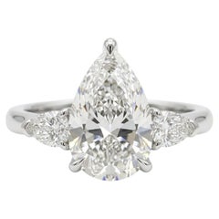 GIA Certified 3 Carat D Color Pear Brilliant Diamond Platinum Ring