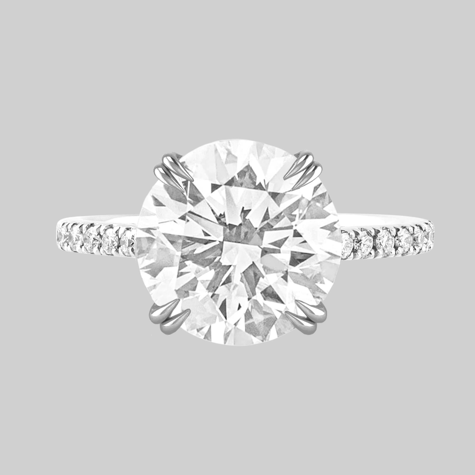 Taille ronde Bague en diamant taille brillant rond de 3 carats de couleur D et de pureté VS1, certifié GIA en vente