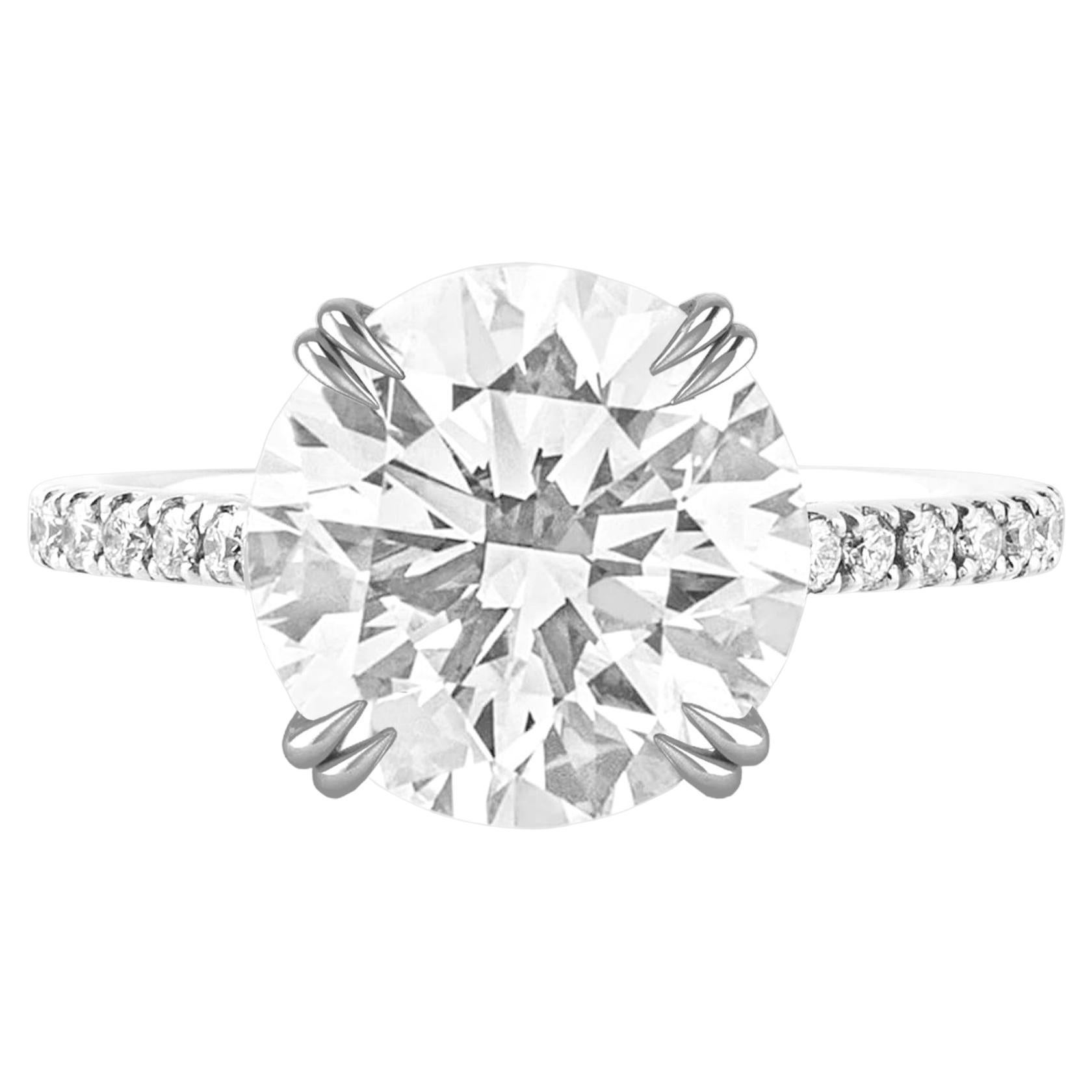 Bague en diamant taille brillant rond de 3 carats de couleur D et de pureté VS1, certifié GIA en vente