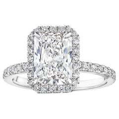 Bague de fiançailles Victoria avec diamant radiant de 3 carats D VS2 certifié GIA