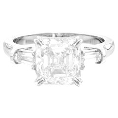 GIA Certified 3 Carat D VVS1 Emerald Cut Diamond Platinum Ring