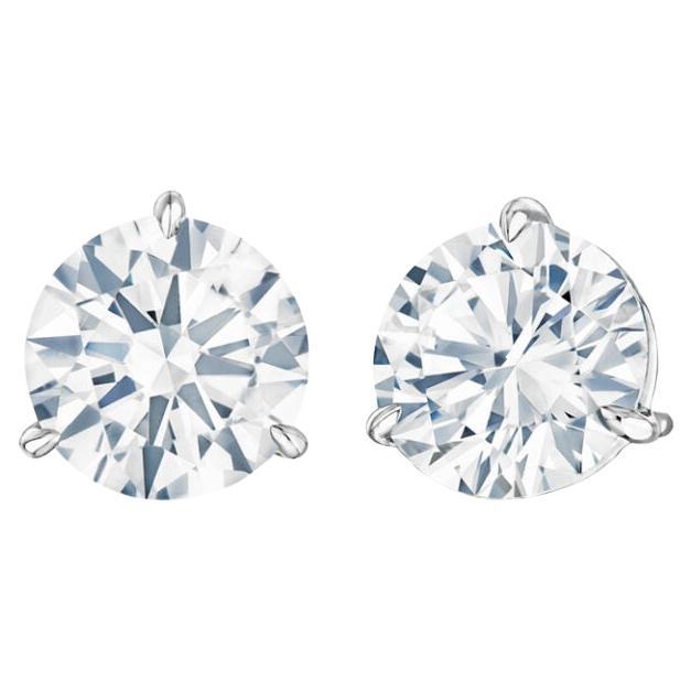GIA Certified 3.04 Carat Round Cut Diamond VVS1 Clarity Platinum Earrings Studs