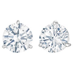 Platin-Ohrstecker mit GIA-zertifiziertem 3,04 Karat Diamant im Rundschliff VVS1 Reinheit