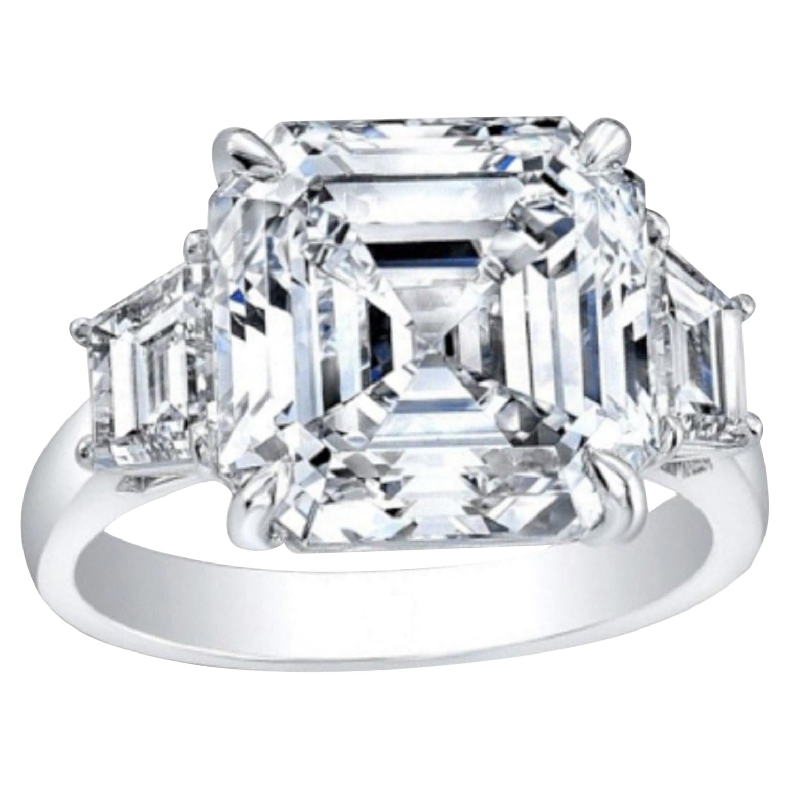 GIA Certified 3 Carat E Color Asscher Cut Diamond 18K Gold Engagement Ring
