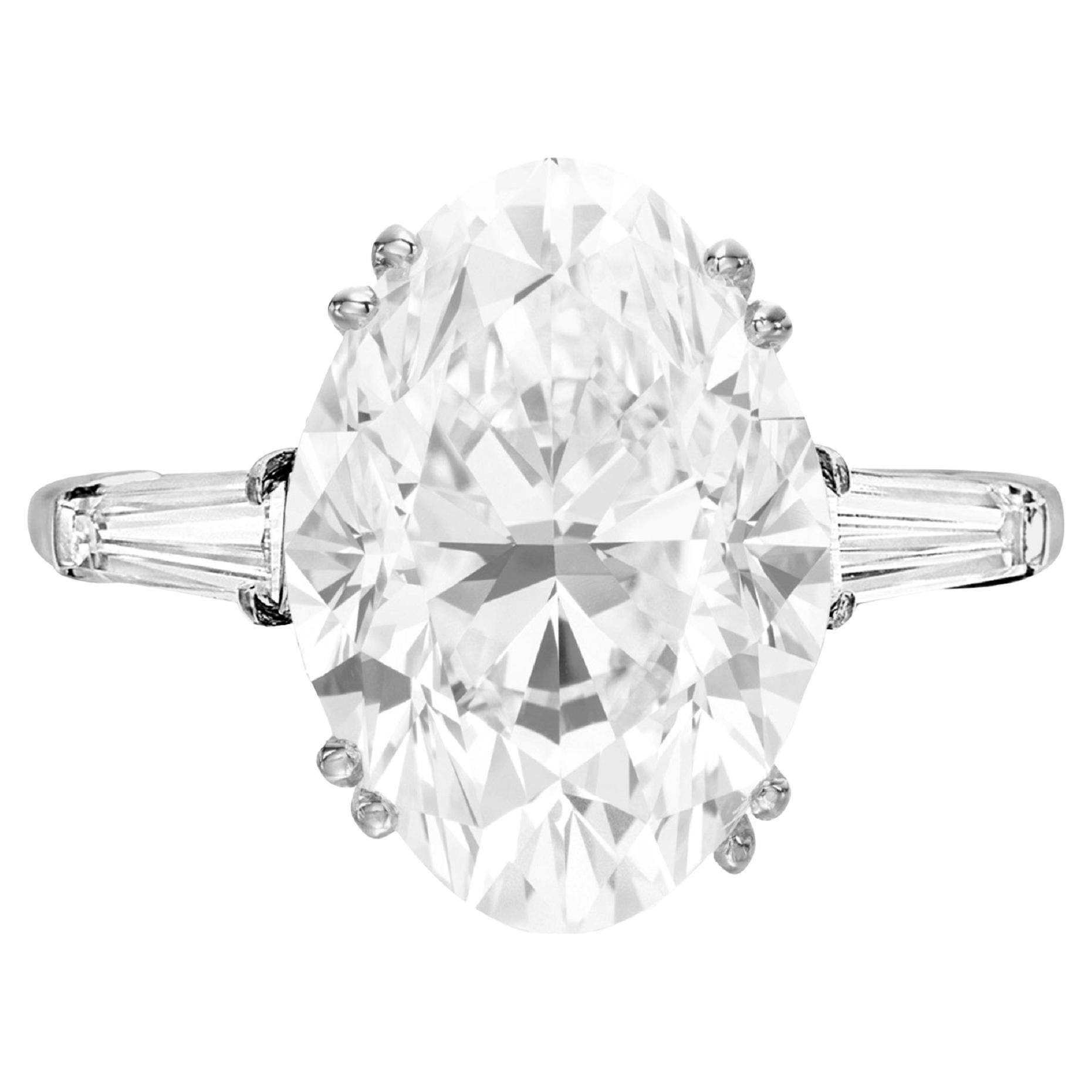 GIA Certified 3 Carat E Color VVS1 Clarity Oval Cut Diamond Solid Platinum Ring