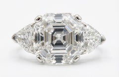 Anello in platino con diamante taglio smeraldo certificato GIA da 3 carati E VS2