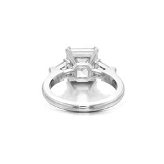 GIA Certified 3 Carat E VS2 Emerald Cut Diamond Platinum Ring