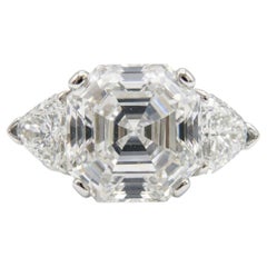 Anello in platino con diamante taglio smeraldo certificato GIA da 3 carati E VS2