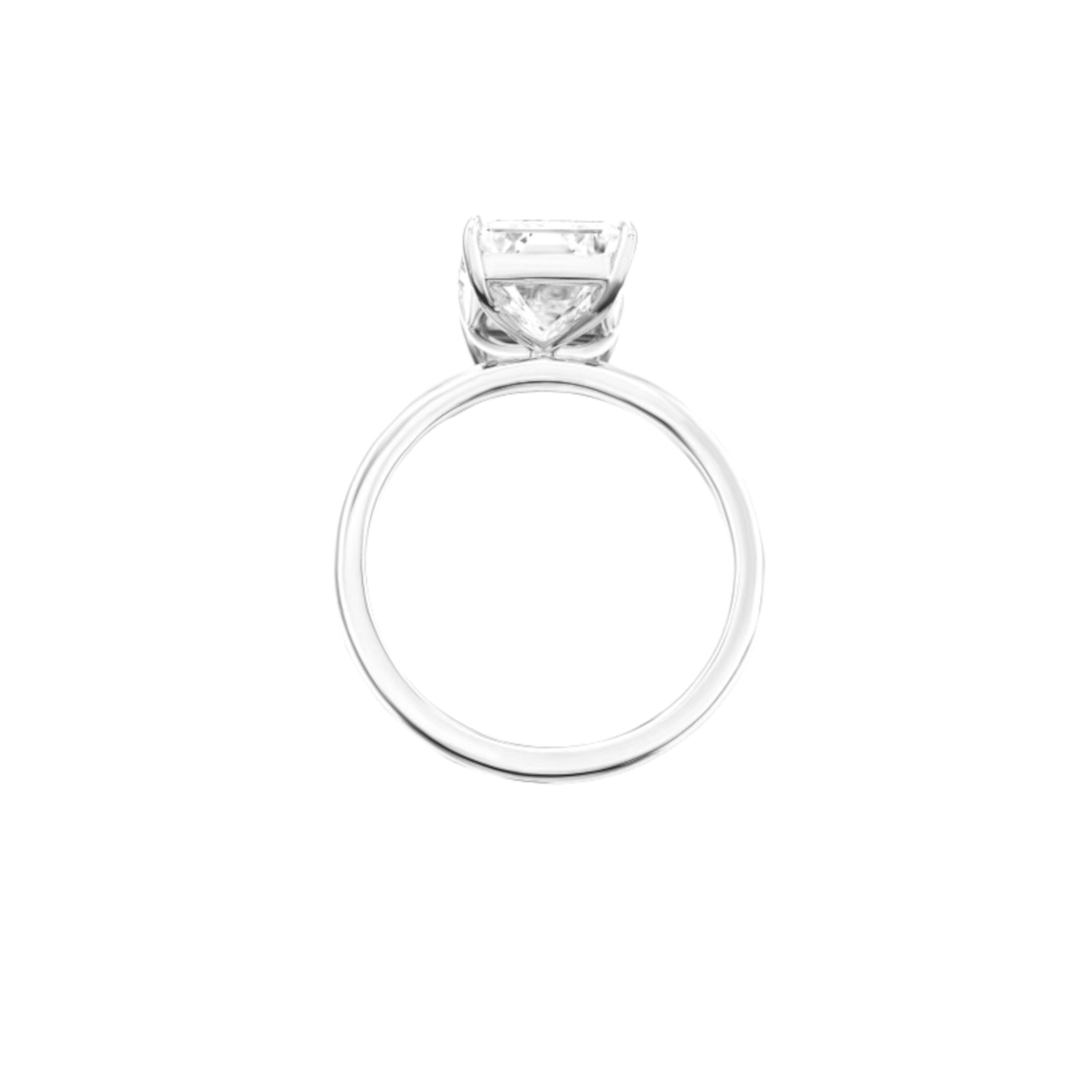 Crafted with meticulous attention to detail, this 18K White Gold Ring is the epitome of classic elegance. It features a stunning 3 carat emerald cut diamond, which radiates sophistication. 

With a rare gem, this D colored diamond sparkles with