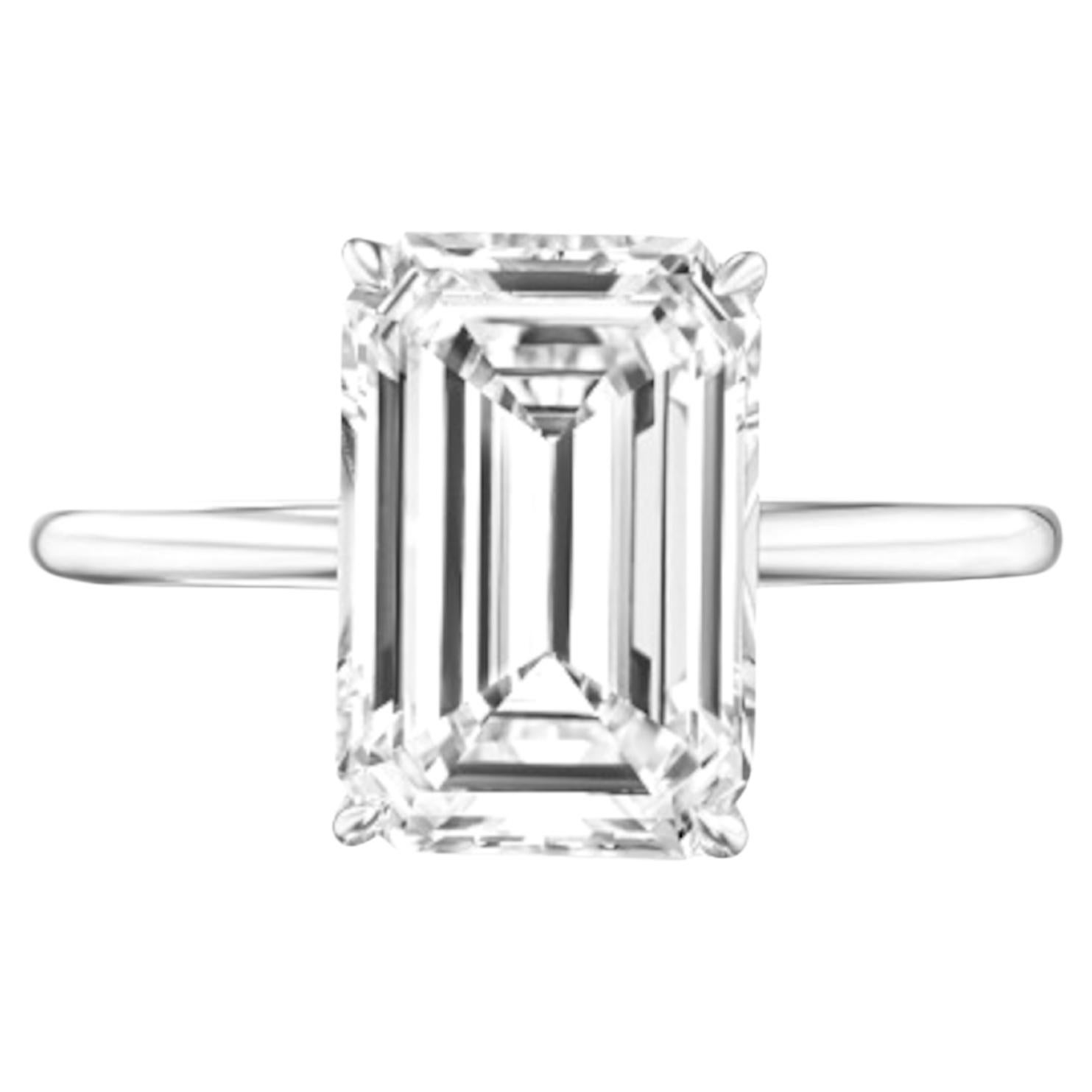 GIA Certified 3 Carat Emerald Cut Diamond D Color Flawless Clarity