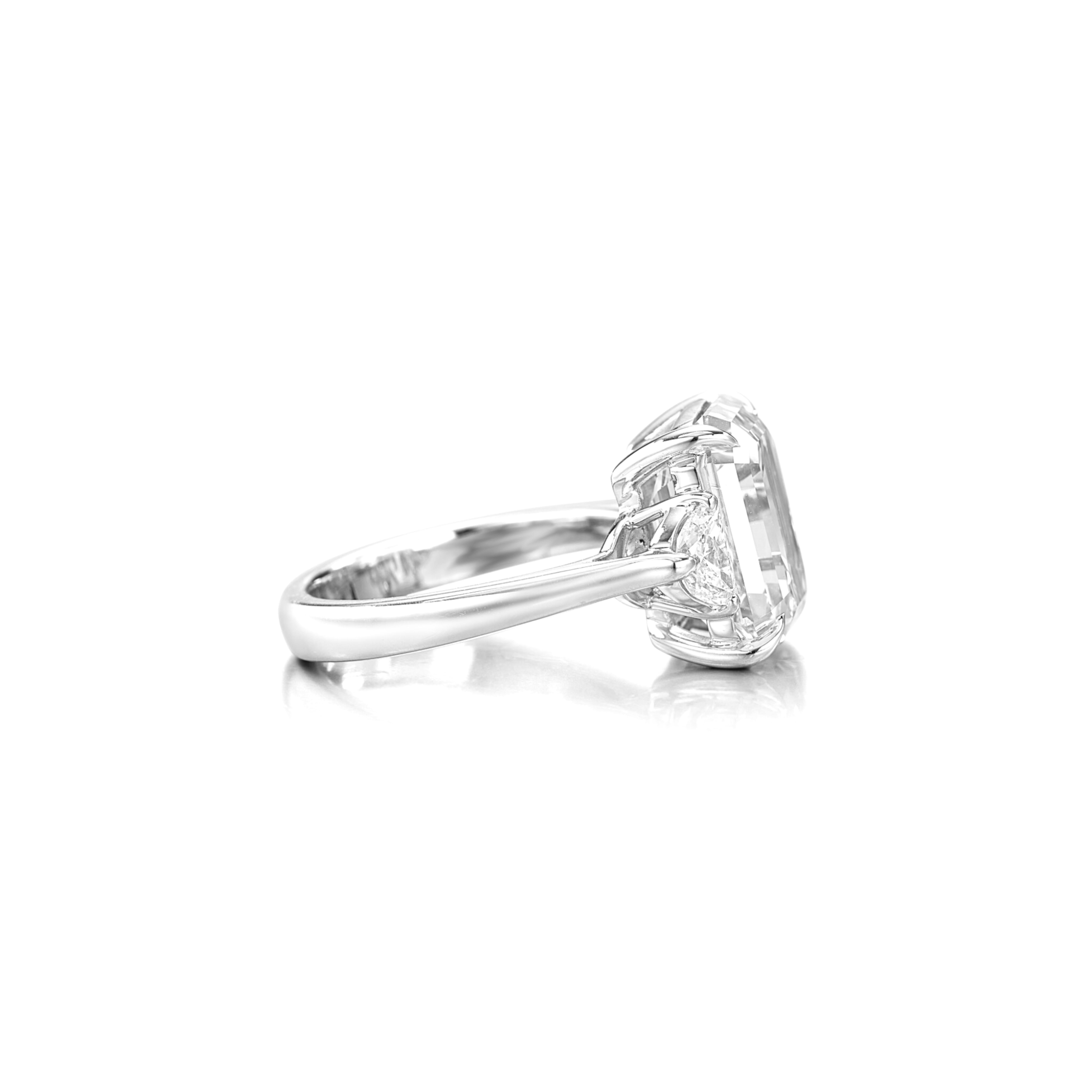 Contemporary GIA Certified 3 Carat Emerald Cut Diamond E Color Engagement Platinum Ring For Sale