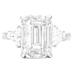 Verlobungsring, GIA-zertifizierter 3,01 Karat Diamant im Smaragdschliff E Farbe Platin
