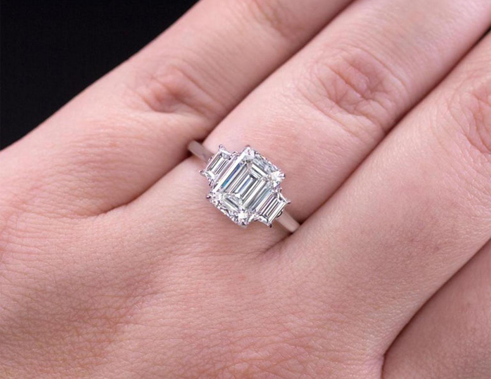 3 carat diamond ring emerald cut