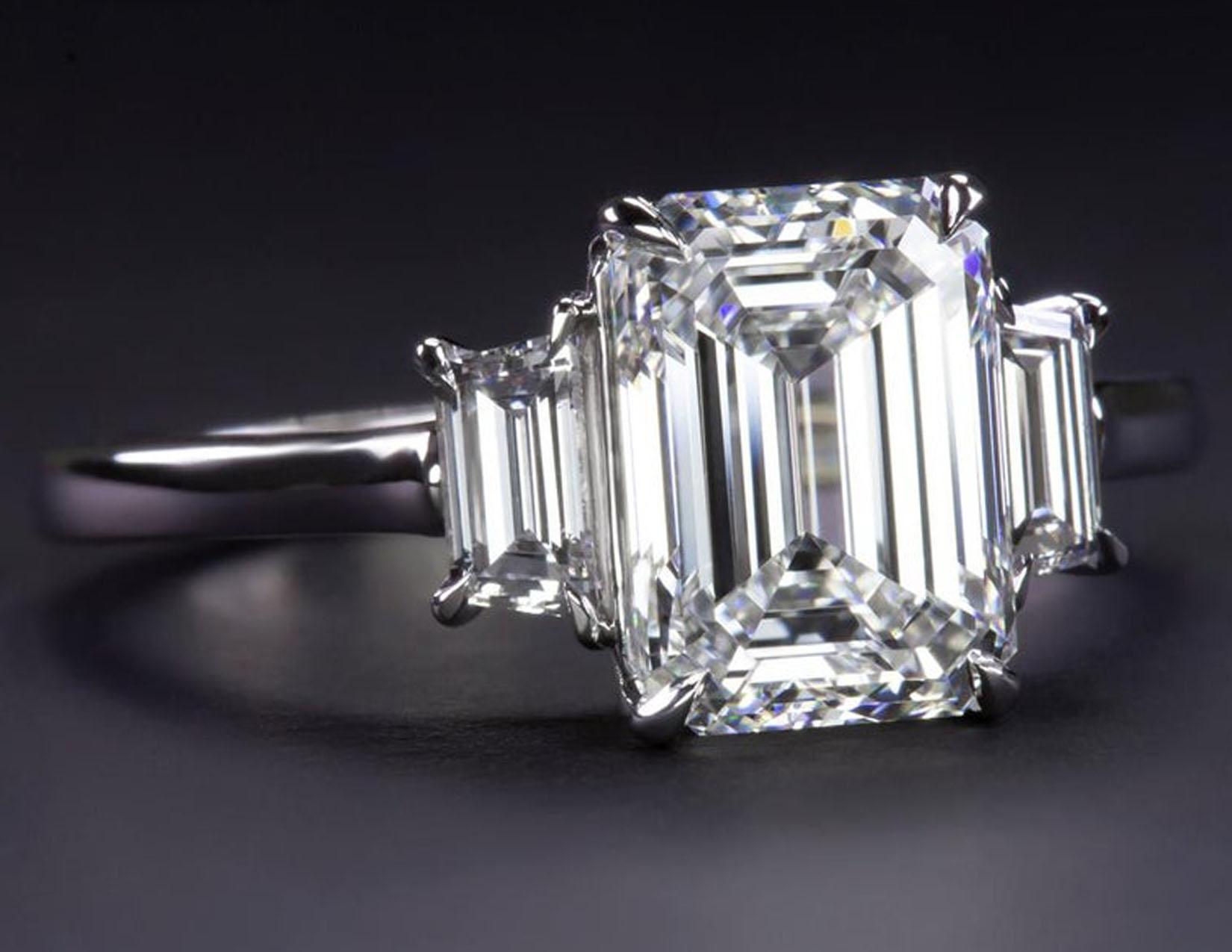 This exquisite GIA-certified ring features a stunning 3.06 carat emerald cut diamond at its center, elegantly set in 18k white gold. 

The diamond boasts a D color grade, ensuring exceptional whiteness and brilliance, making it a truly standout