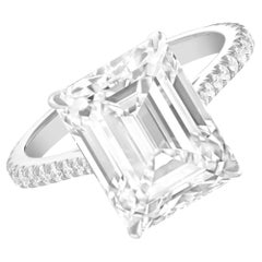 GIA Certified 3 Carat Emerald Cut Diamond Platinum Ring FLAWLESS F COLOR