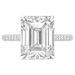 GIA Certified 3 Carat Emerald Cut Diamond Platinum Ring FLAWLESS D COLOR