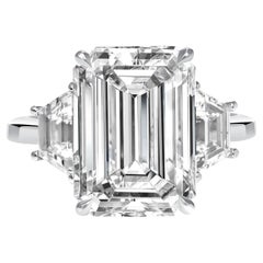 Bague en platine avec diamant taille émeraude de 3 carats certifié GIA, pureté sans défaut de couleur D