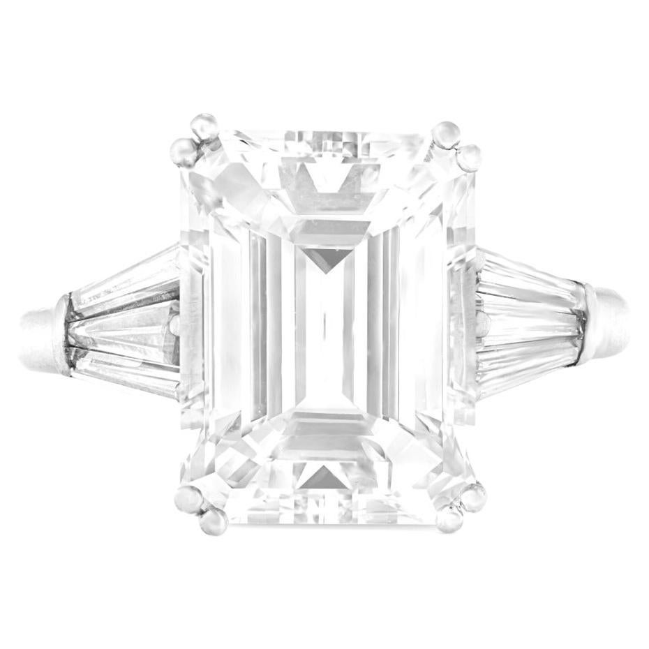 GIA Certified 3 Carat Emerald Cut Diamond Platinum Ring