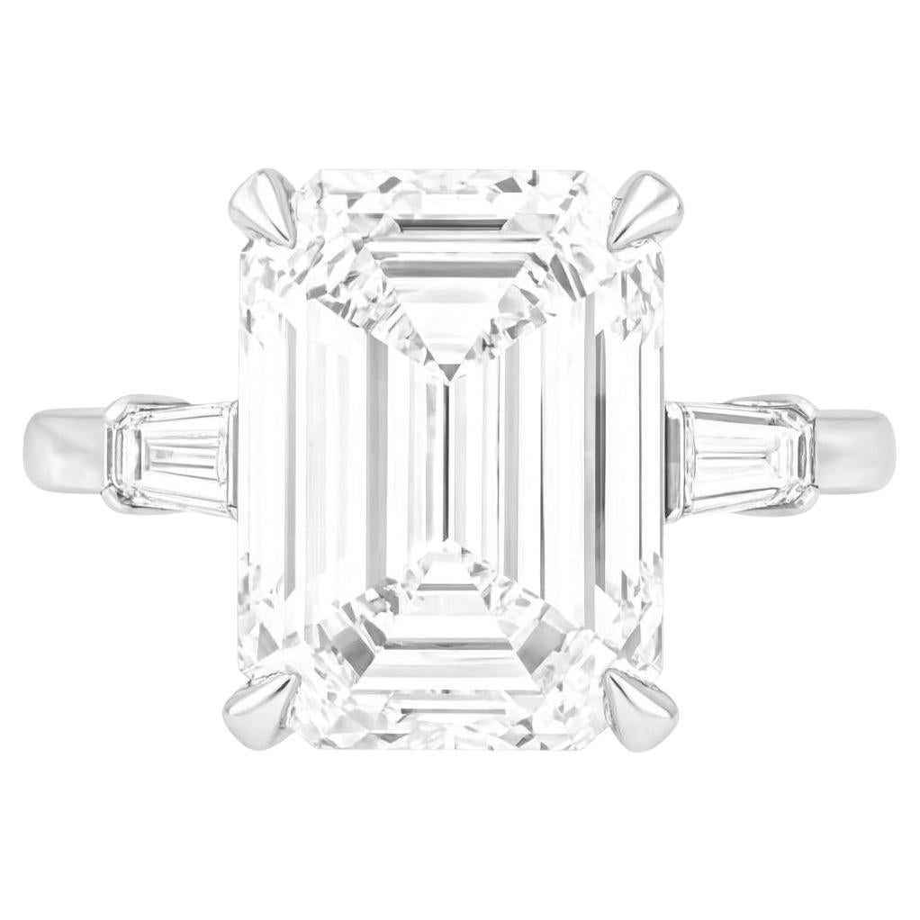 GIA Certified 3 Carat Emerald Cut Diamond Ring D Color Flawless Clarity