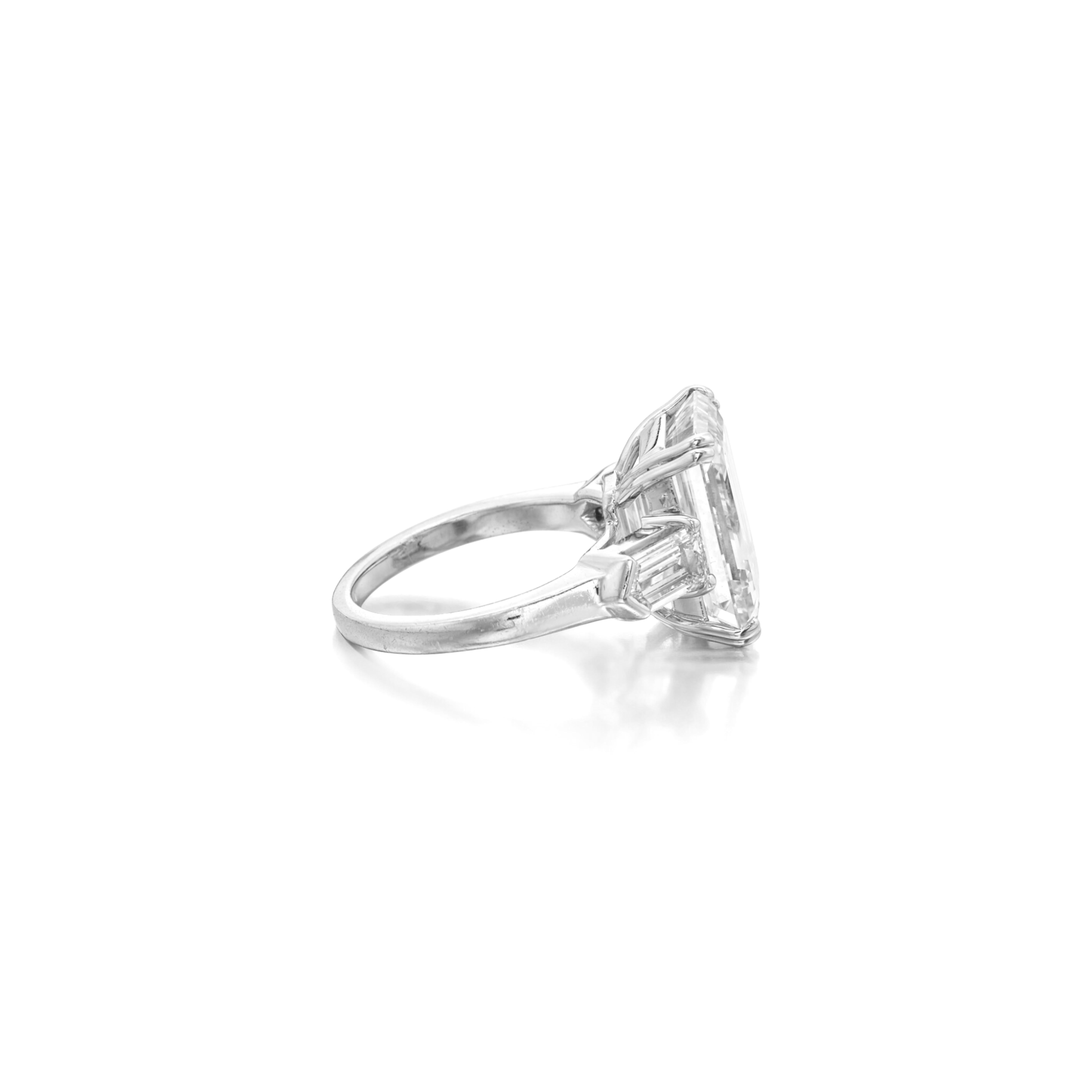 Contemporary GIA Certified 3 Carat Emerald Cut Diamond Ring D COLOR FLAWLESS For Sale