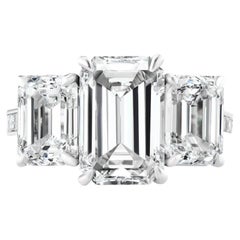 GIA Certified 3 Carat Emerald Cut Diamond Ring FLAWLESS D COLOR