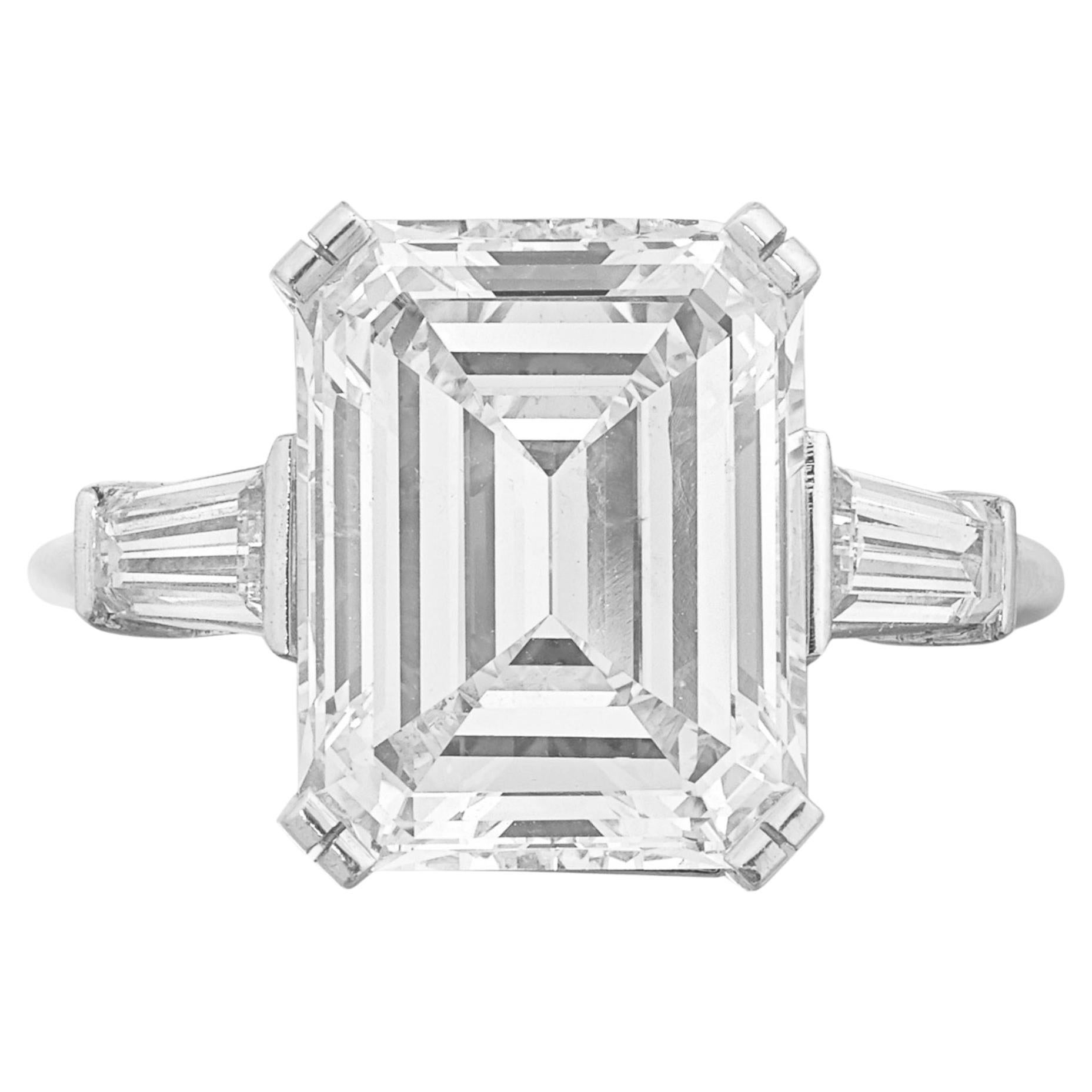 Contemporary GIA Certified 3.02 Carat Emerald Cut Diamond D Color and Type IIA Ring For Sale