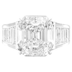 GIA Certified 3 Carat Emerald Cut Diamond Ring in Platinum with Baguette Ring