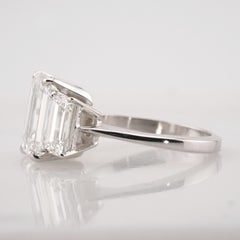 GIA Certified 3 Carat Emerald Cut Diamond Three Stone Engagement Ring