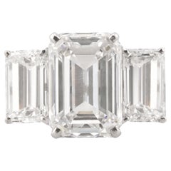 GIA Certified 3 Carat Emerald Cut Diamond Three Stone Engagement Ring