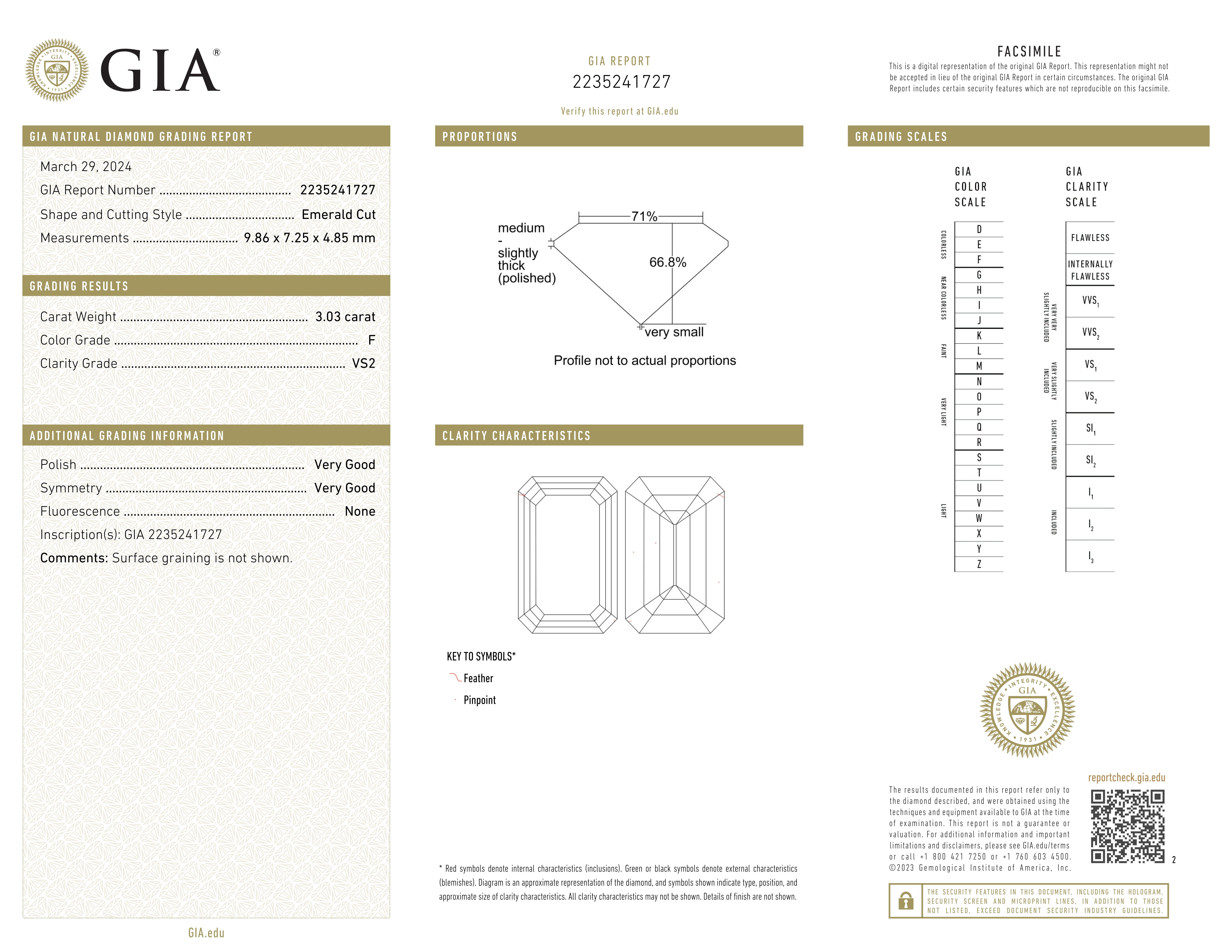 Anillo de platino con pavé de trapecios talla esmeralda de 3 quilates certificado por GIA en Nuevo estado para la venta en Chicago, IL