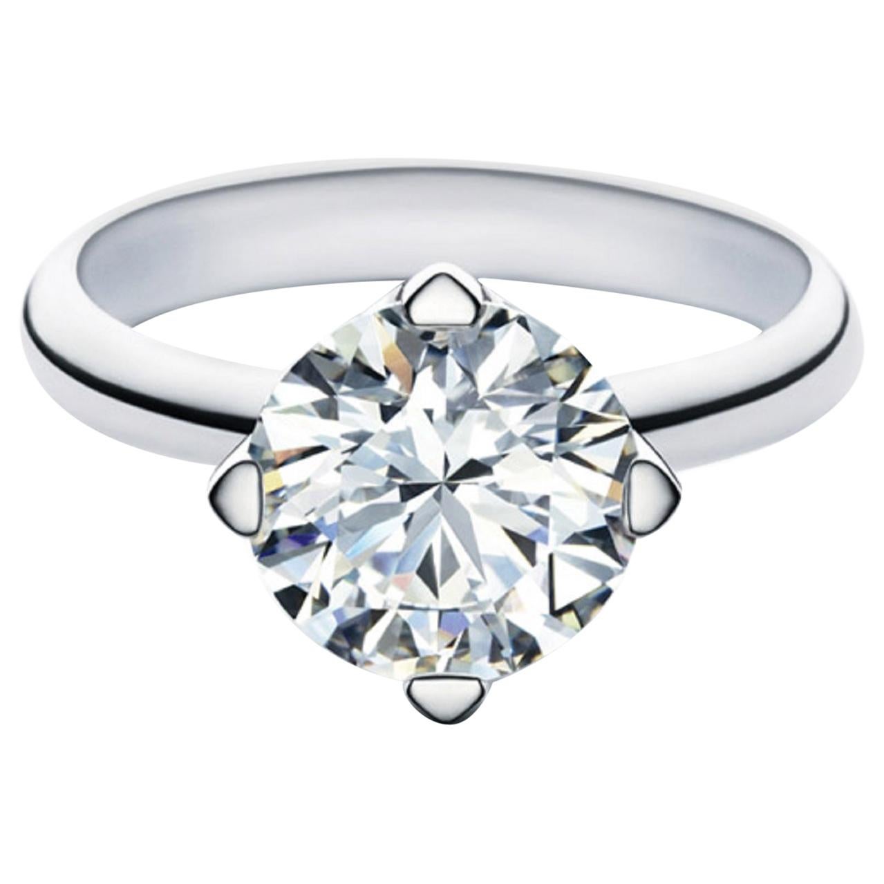 GIA Certified 2.51 Carat Round Brilliant Cut Diamond Ring