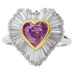 GIA Certified 3 Carat Fancy Intense Pink Purple Diamond Heart Engagement Ring