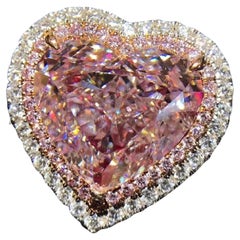 GIA Certified 3 Carat Fancy Light Pink Heart Shape Diamond Ring