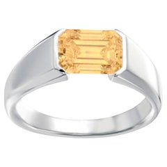 GIA Certified 3 Carat Fancy Light Yellow Diamond Platinum Ring