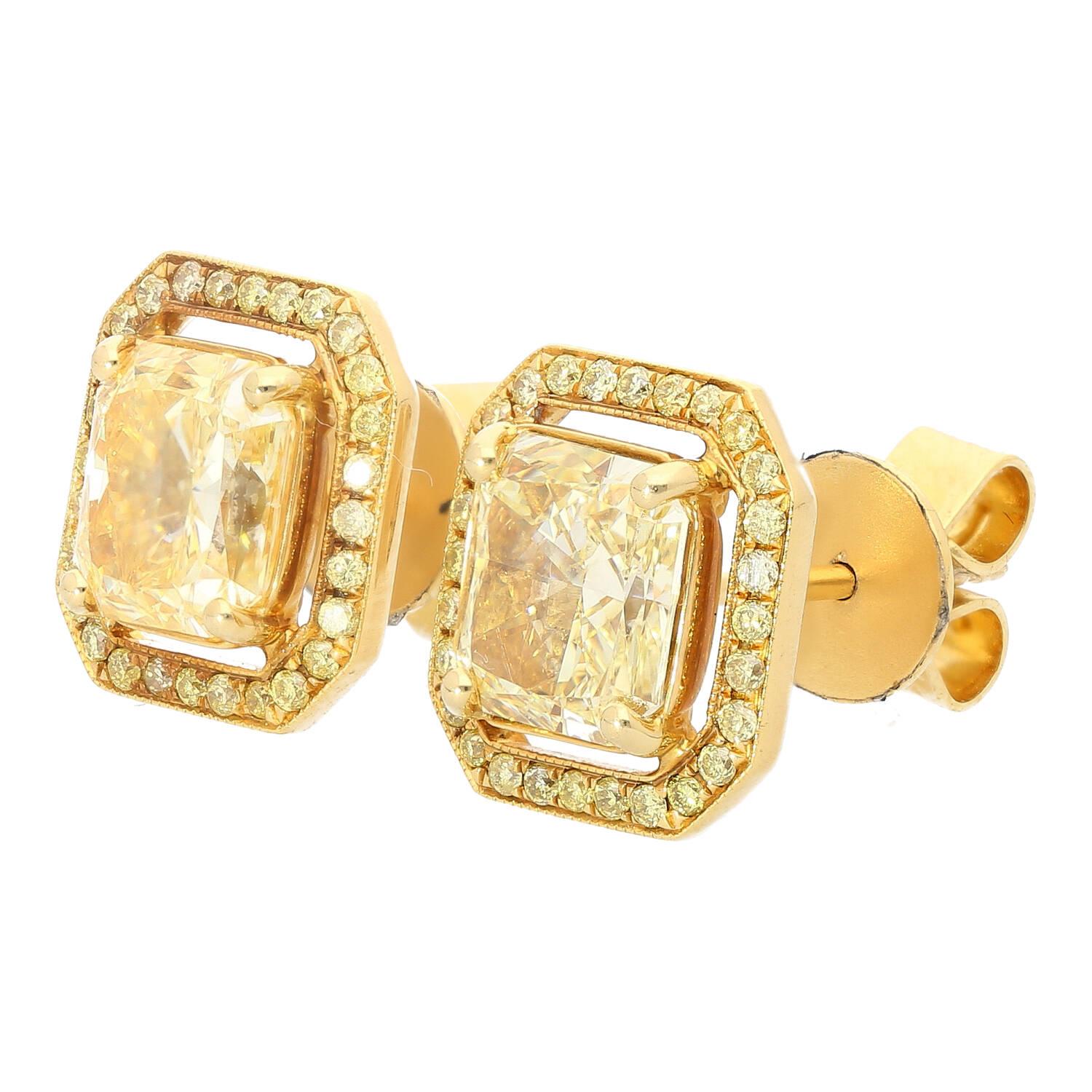 yellow diamond stud earrings