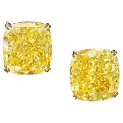 GIA Certified 3 Carat Fancy Yellow Cut Diamond Studs VVS1 Clarity