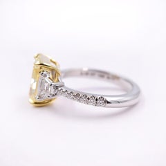 GIA Certified 3 Carat Fancy Yellow Diamond Ring in 18K White and Yellow Gold