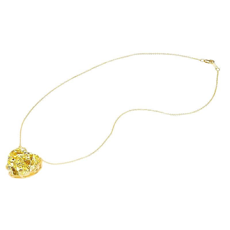 Heart Cut GIA Certified 3 Carat Fancy Yellow Heart Shape Diamond Pendant Necklace For Sale