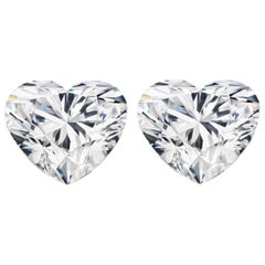 GIA Certified 3.51 Carat Heart Shape Studs E/F Color VS2 Clarity